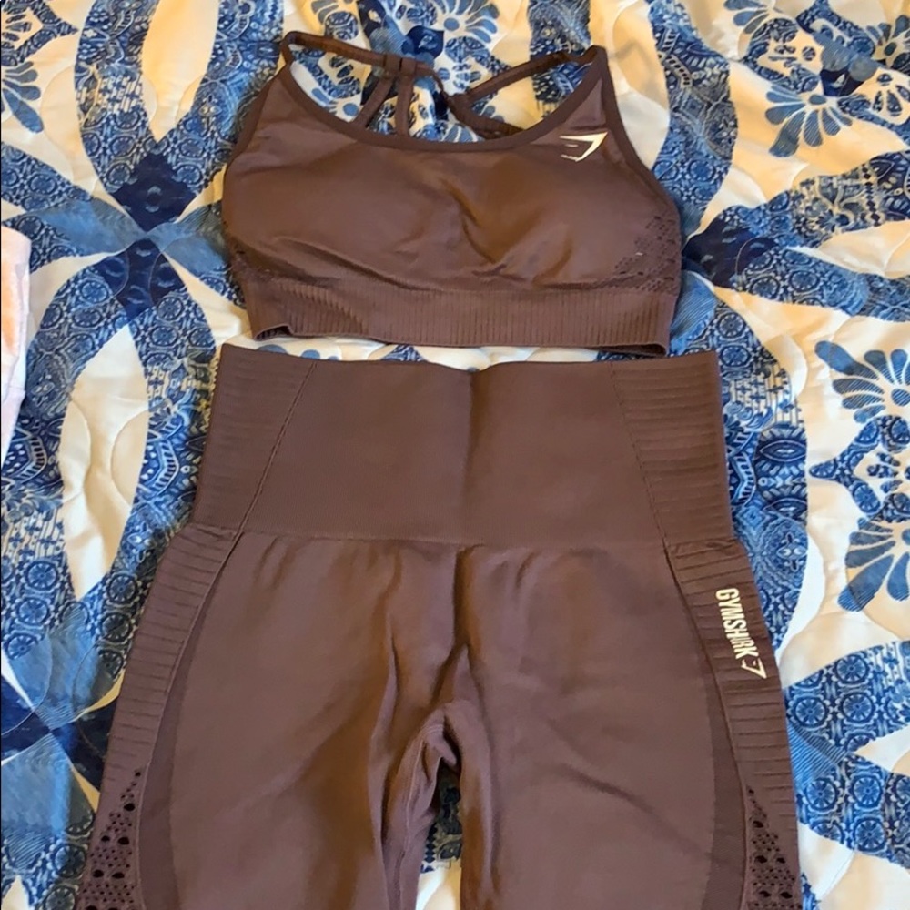 Gymshark purple leggings and sports bra!!